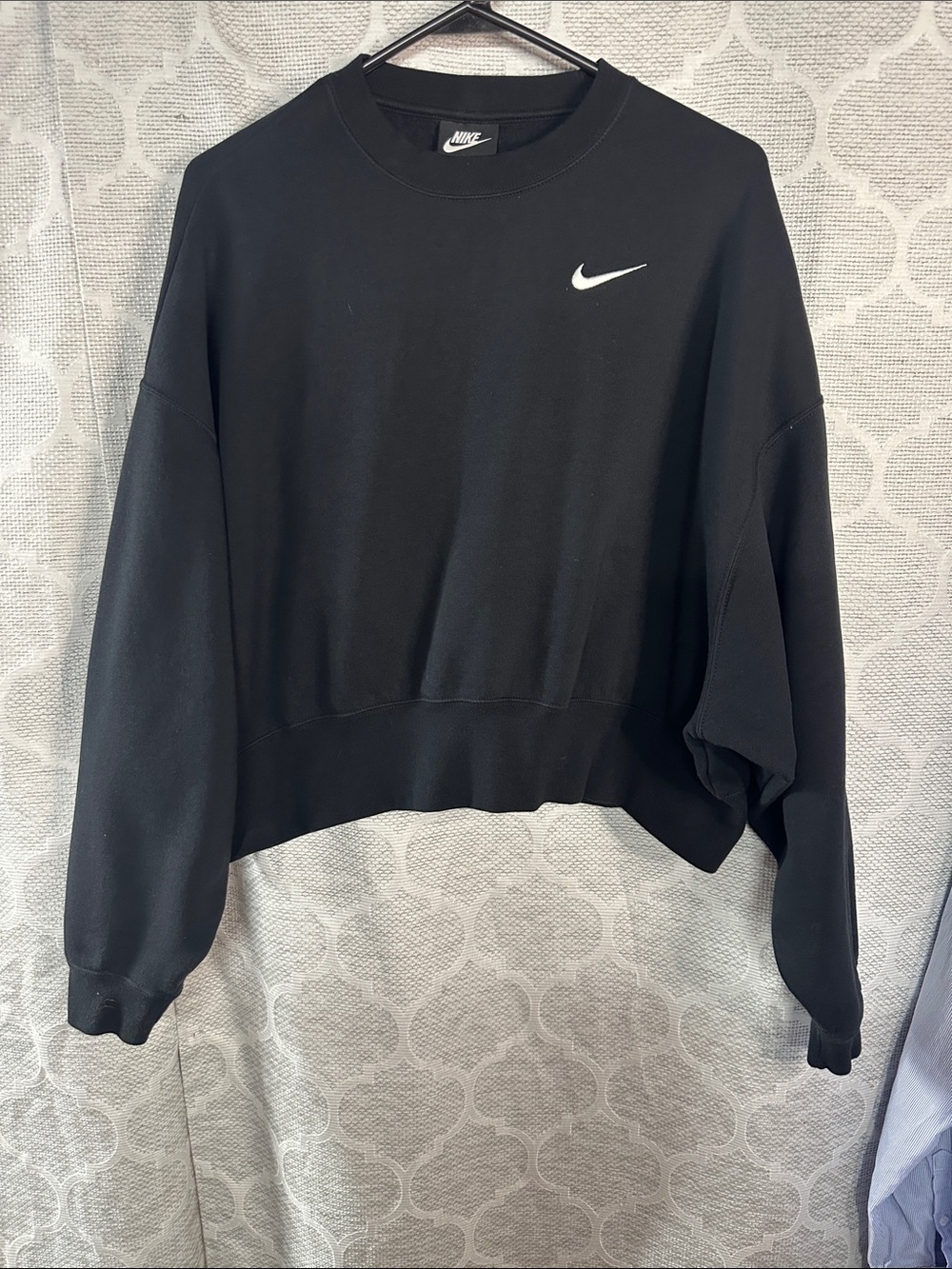 Nike Sportswear Phoenix Fleece Oversized Cropped Crewneck Sweatshirt Black XS